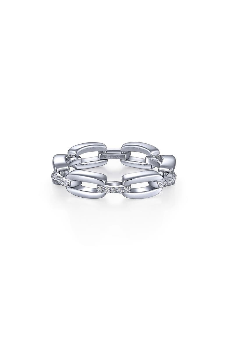 Classic Alternating Link Simulated Diamond Ring, Main, color, SILVER/ CLEAR