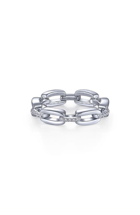 Classic Alternating Link Simulated Diamond Ring