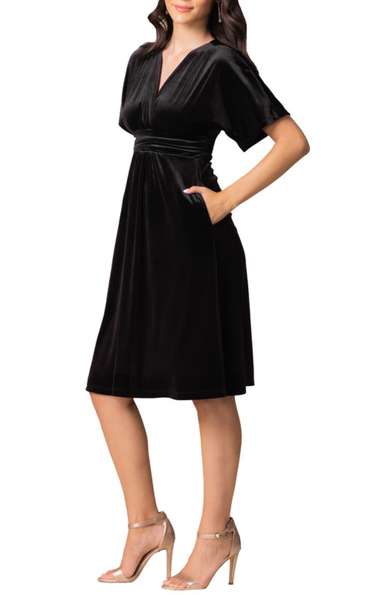 Kiyonna Angelic Velvet Cocktail Dress, Alternate, color, Onyx