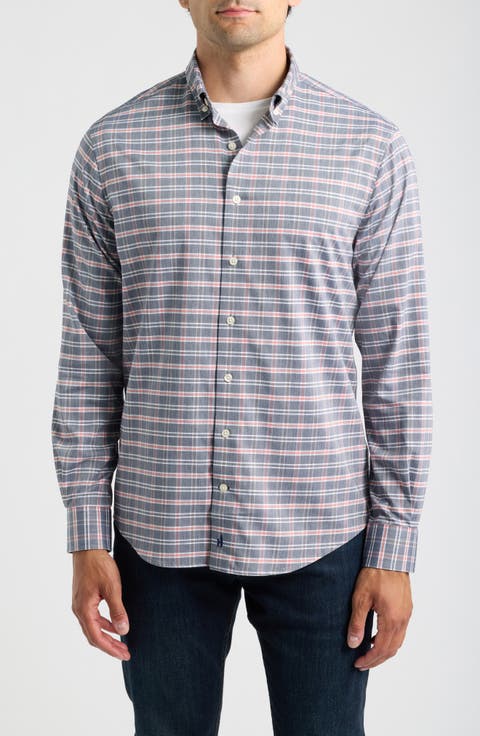Basswood Plaid Performance Long Sleeve Button Down Shirt