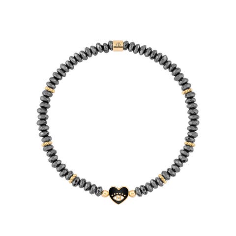 Heartfelt Gaze - Evil Eye Heart Hematite Bracelet