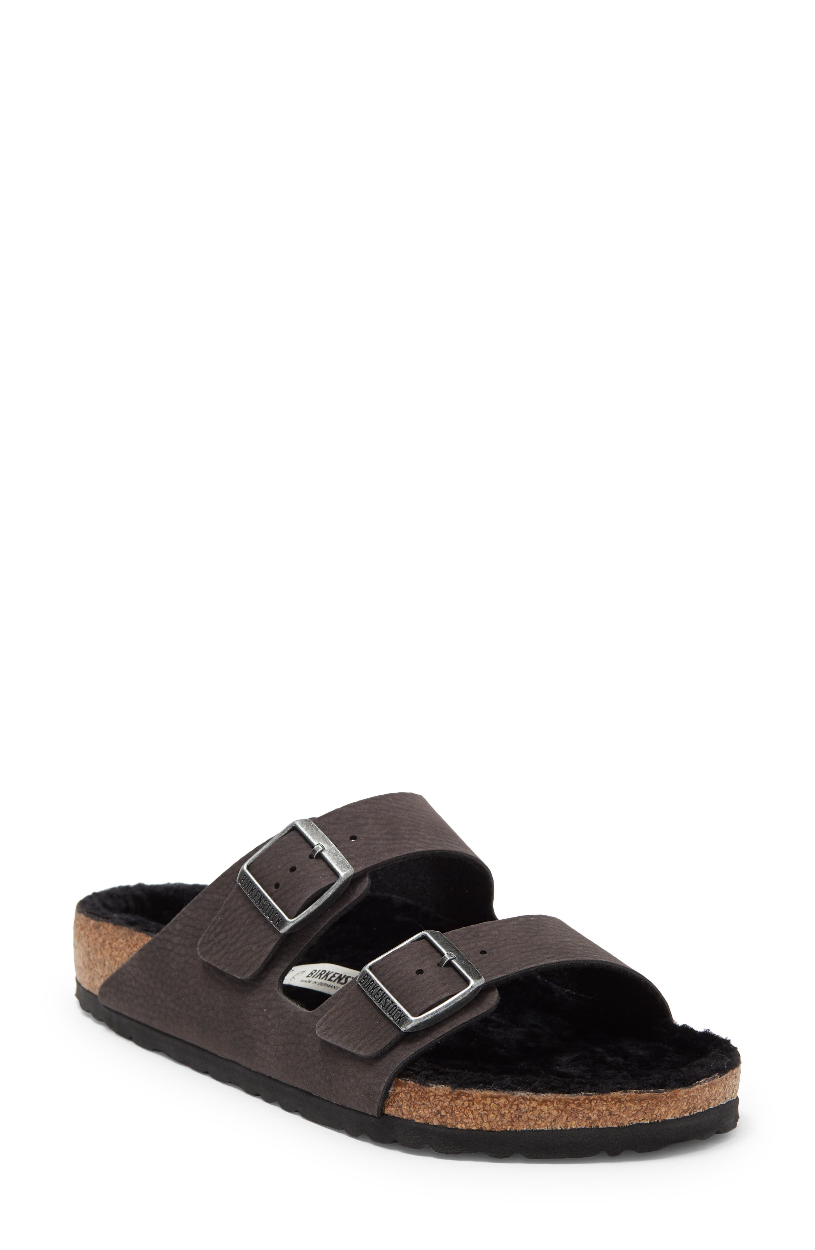 Birkenstock Arizona Dust Genuine Shearling Slide Sandal - Discontinued, Main, color, 