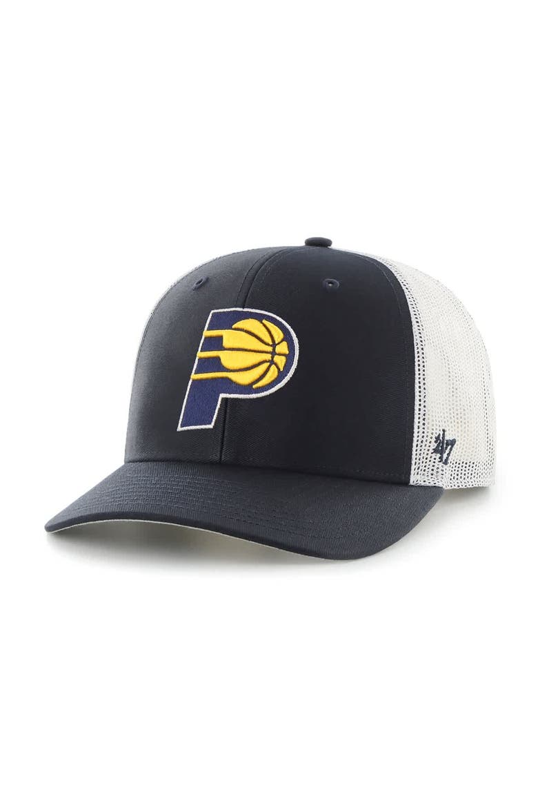 Men's '47 Navy Indiana Pacers Primary Logo Trucker Adjustable Hat, Main, color, Navy