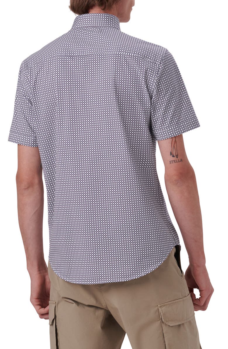 Bugatchi OoohCotton<sup>®</sup> Medallion Print Short Sleeve Button-Up Shirt, Alternate, color, 