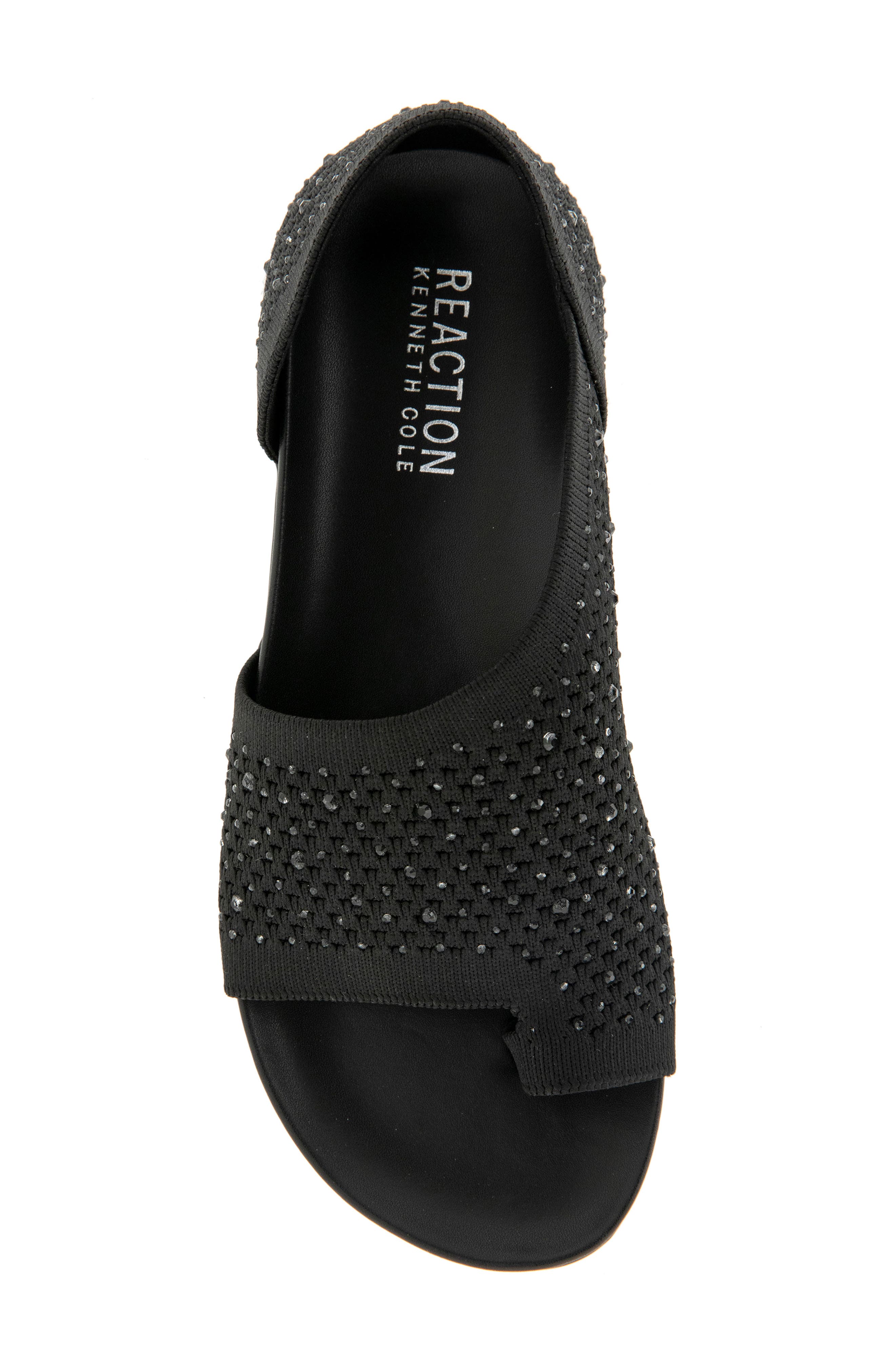 Reaction Kenneth Cole Sential Rhinestone Knit Sandal, Alternate, color, Black Knit