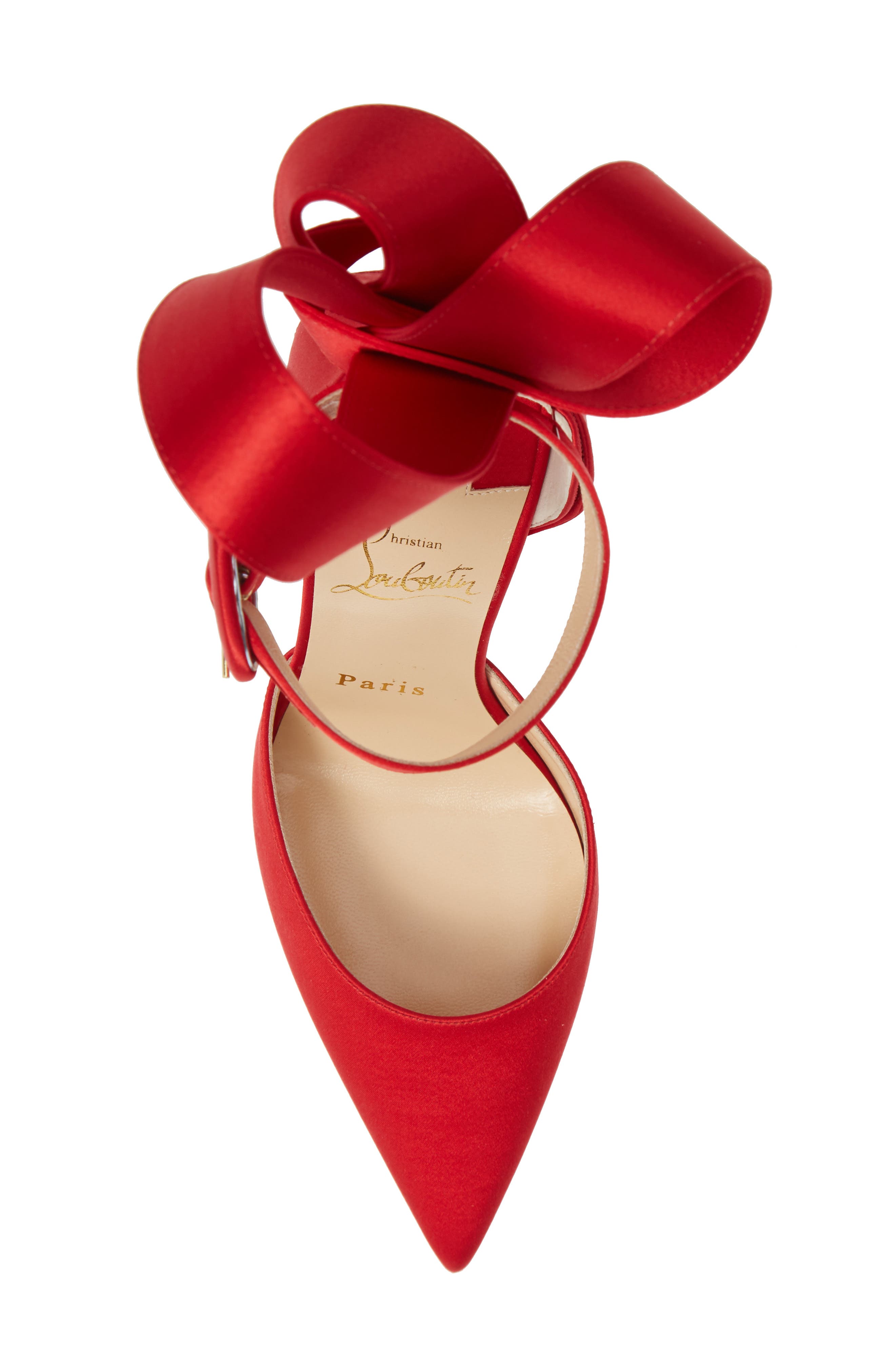 Raissa Bow Ankle Strap Pump, Alternate, color, LOUBI RED