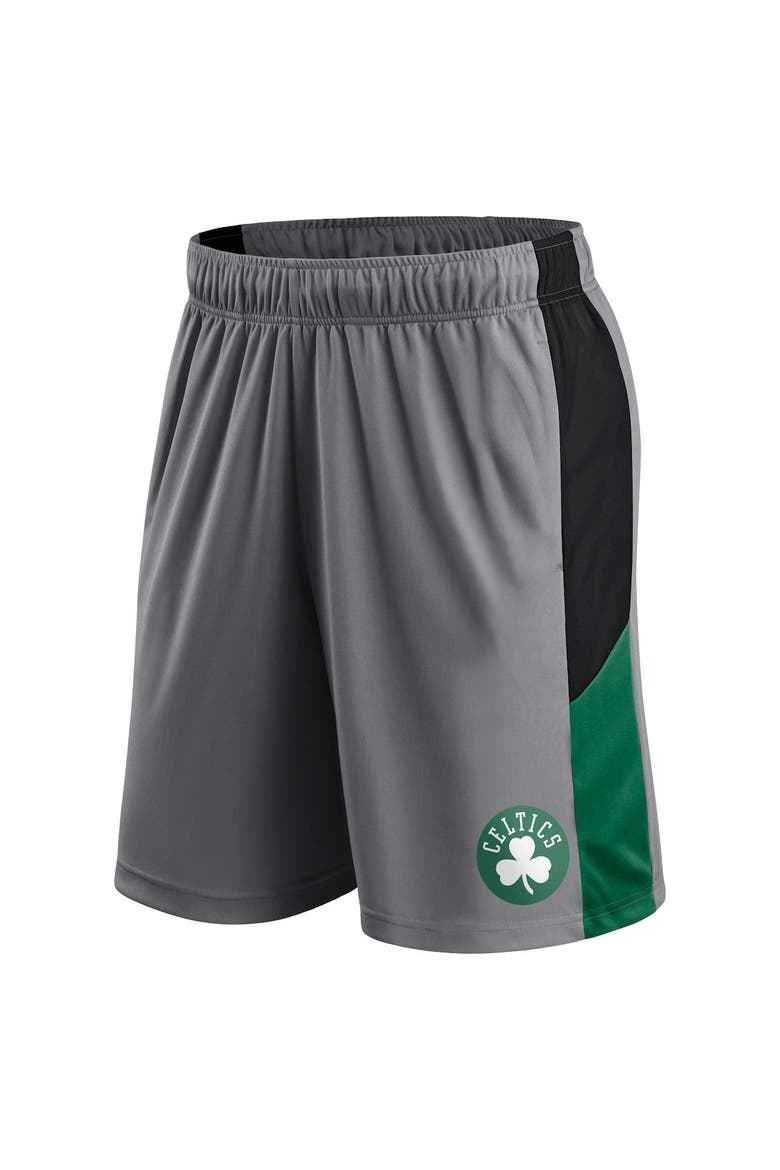 Men's Fanatics Branded Charcoal Boston Celtics Champion Rush Colorblock Performance Shorts, Alternate, color, Kelly Green