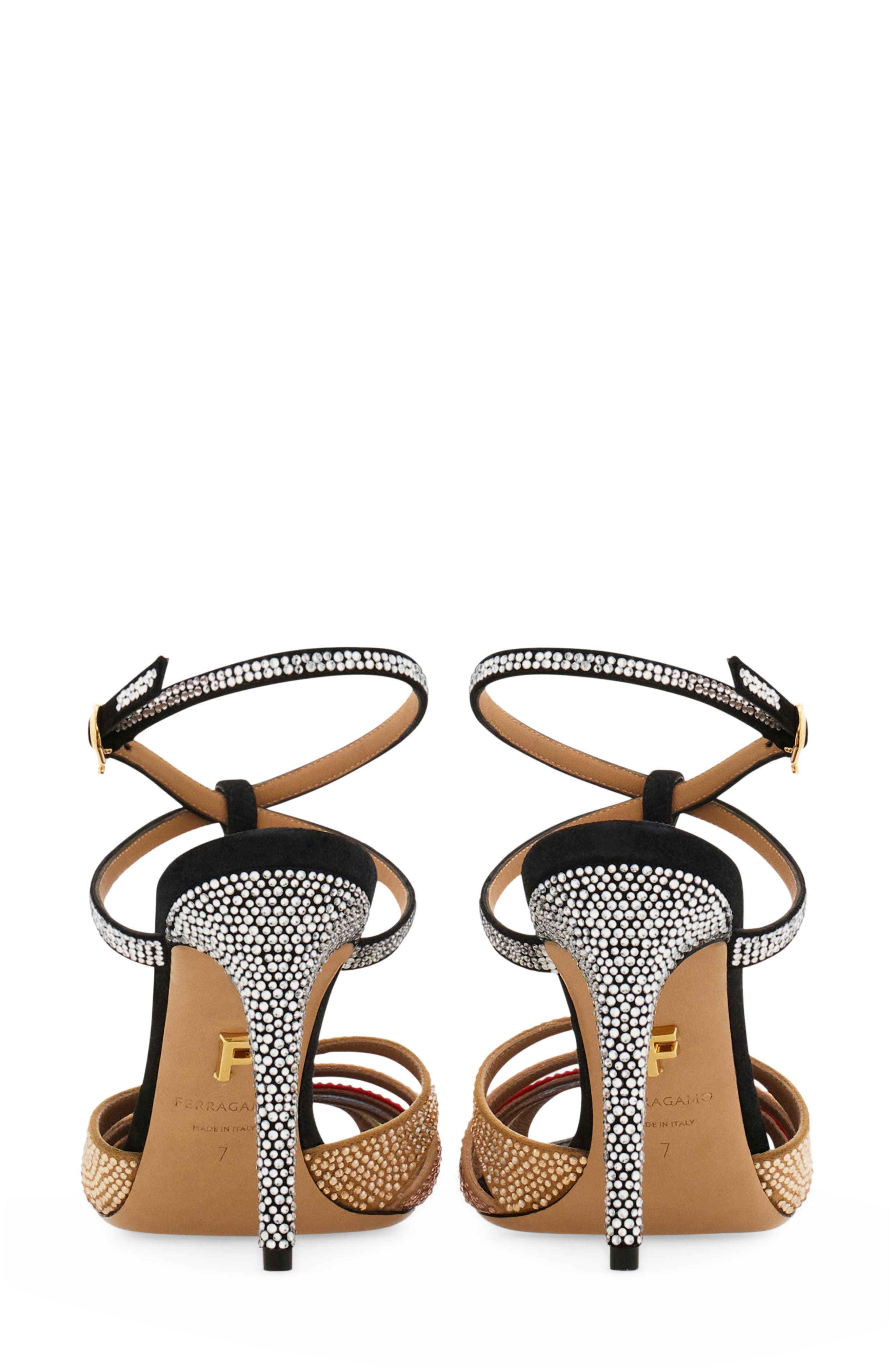 FERRAGAMO Lipa Crystal Ankle Strap Pump, Alternate, color, Nero Corn Green Washed Denim