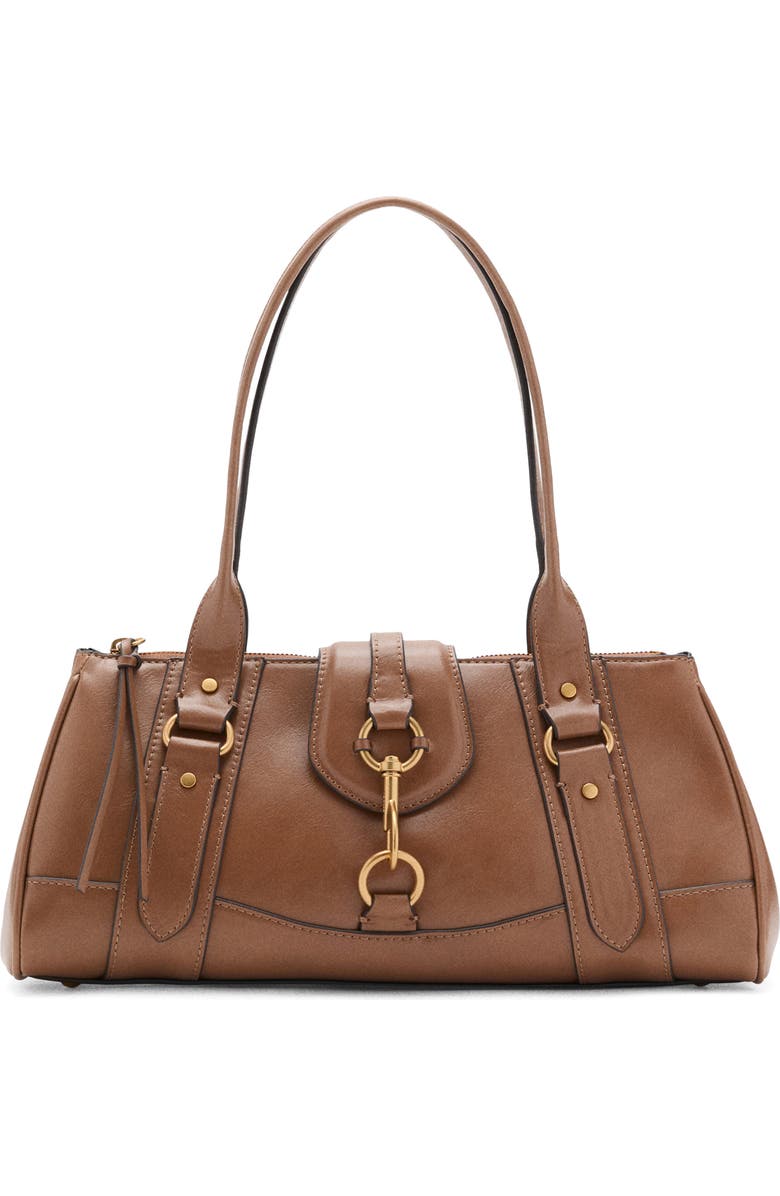 MANGO Medium Faux Leather Shoulder Bag, Main, color, Caramel