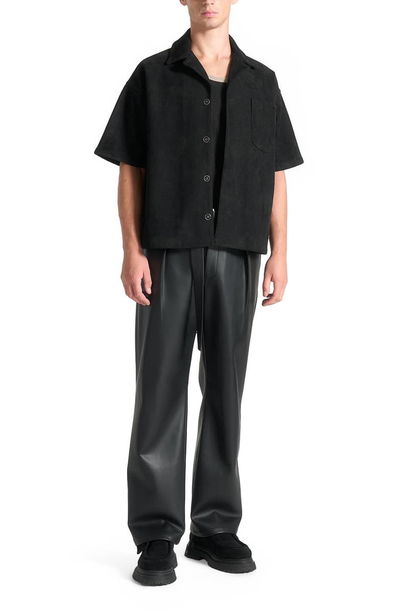 Manière De Voir Serge Relaxed Fit Leather Pleated Trousers, Alternate, color, Black