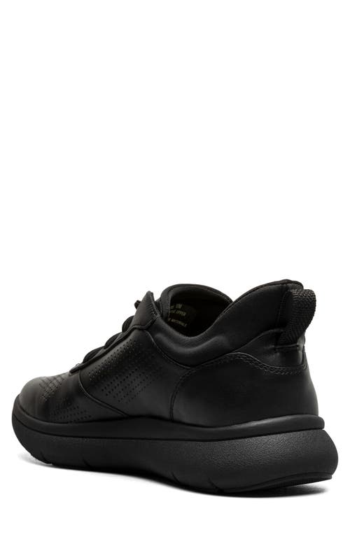 Florsheim Fleet Perforated Toe Elastic Lace Sneaker In Black Smooth