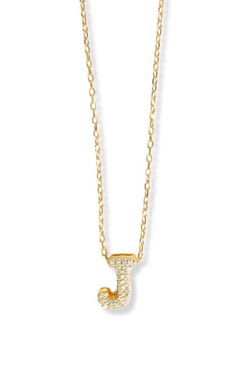 Cubic Zirconia Bubble Inital Pendant Necklace