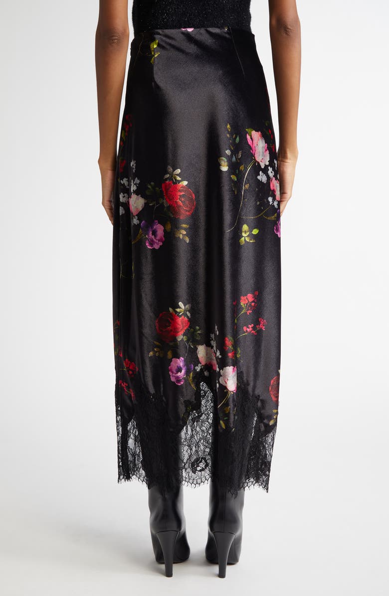 Alice + Olivia Mauve Floral Lace Trim Velvet Slip Skirt, Alternate, color,