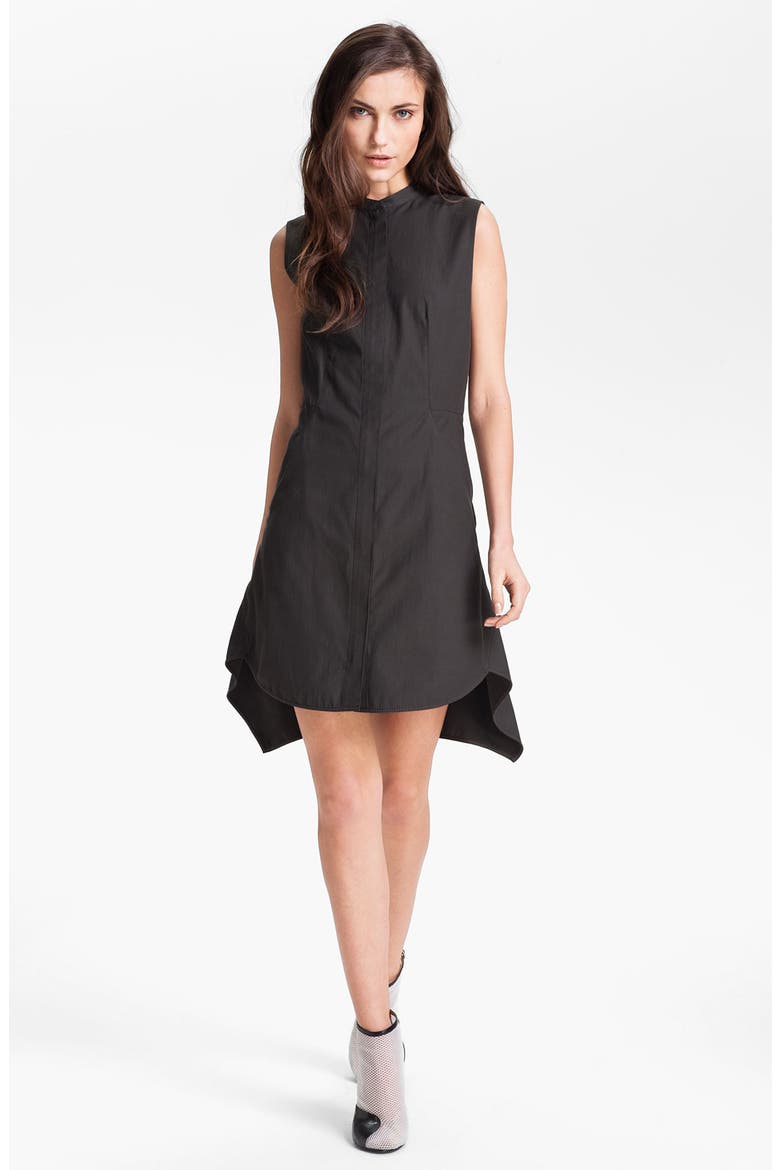 'Flirt' Sleeveless Gabardine Shirtdress, Main, color, CHARCOAL
