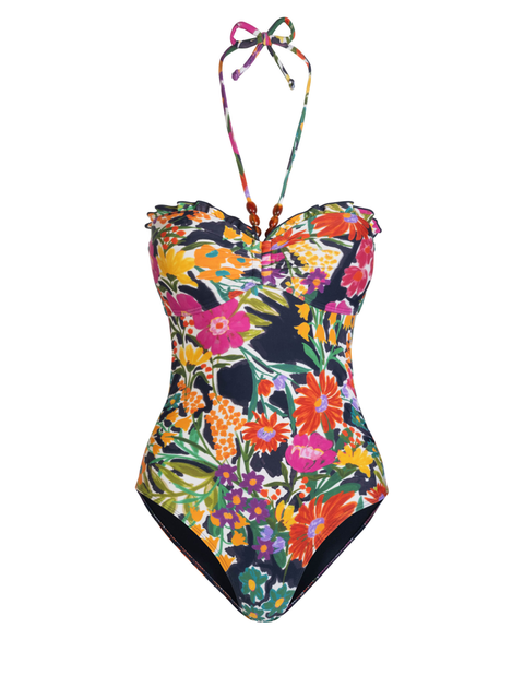 Talia Beaded Halter One-Piece Swimsuit
