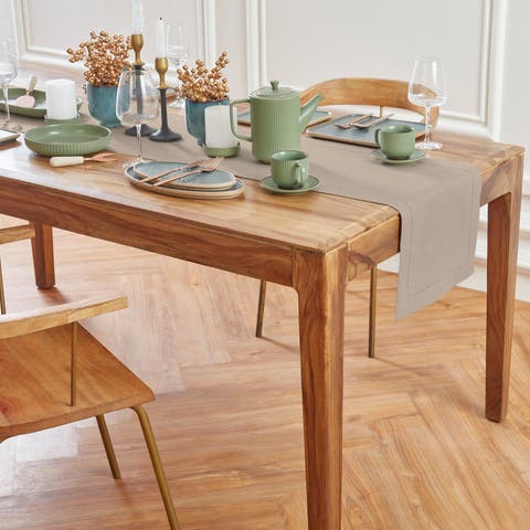 Linen Table Runner for Dining Table, Holiday and Everyday Table Decor - Medium Weight Hemstitch