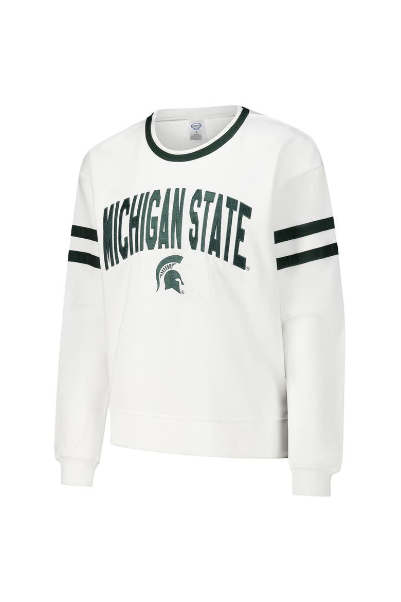 Women's Concepts Sport  White Michigan State Spartans Borough French Terry Arch Over Long Sleeve T-Shirt, Alternate, color, White