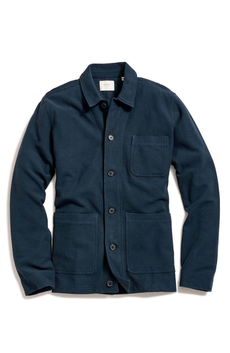 Billy Reid Piqué Chore Shirt Jacket, Main, color, Carbon Blue