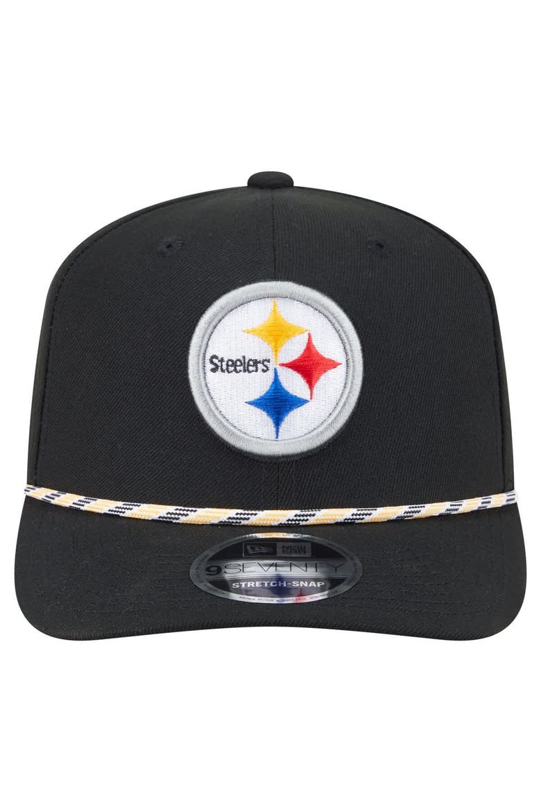 Men's New Era Black Pittsburgh Steelers Gameday Multi Rope 9SEVENTY Stretch-Snap Hat, Alternate, color, Black