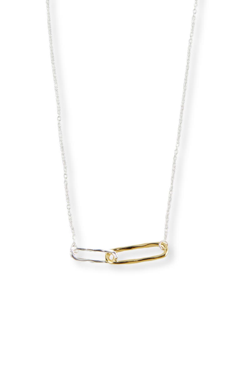 Two-Tone Linked Pendant Necklace, Alternate, color, GOLD/ SIL