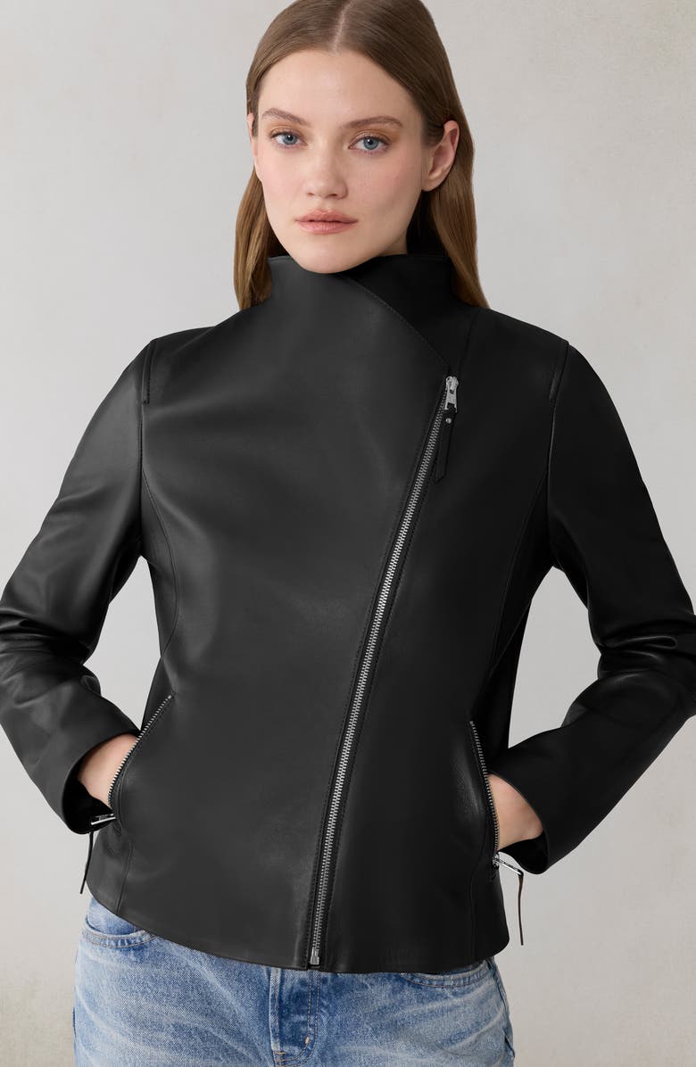 Soia & Kyo Catherine Leather Moto Jacket, Alternate, color, Black