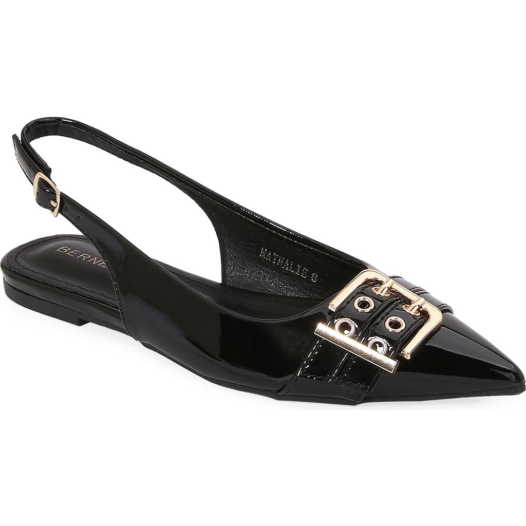 Berness Buckle Slingback Pointed Toe Flat In Black