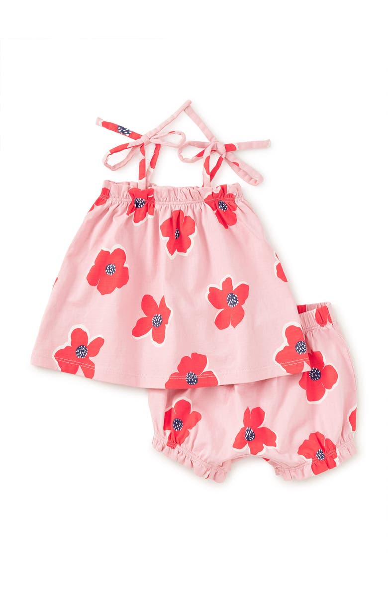 Tea Collection Tie Shoulder Baby Set, Main, color, Rock Floral