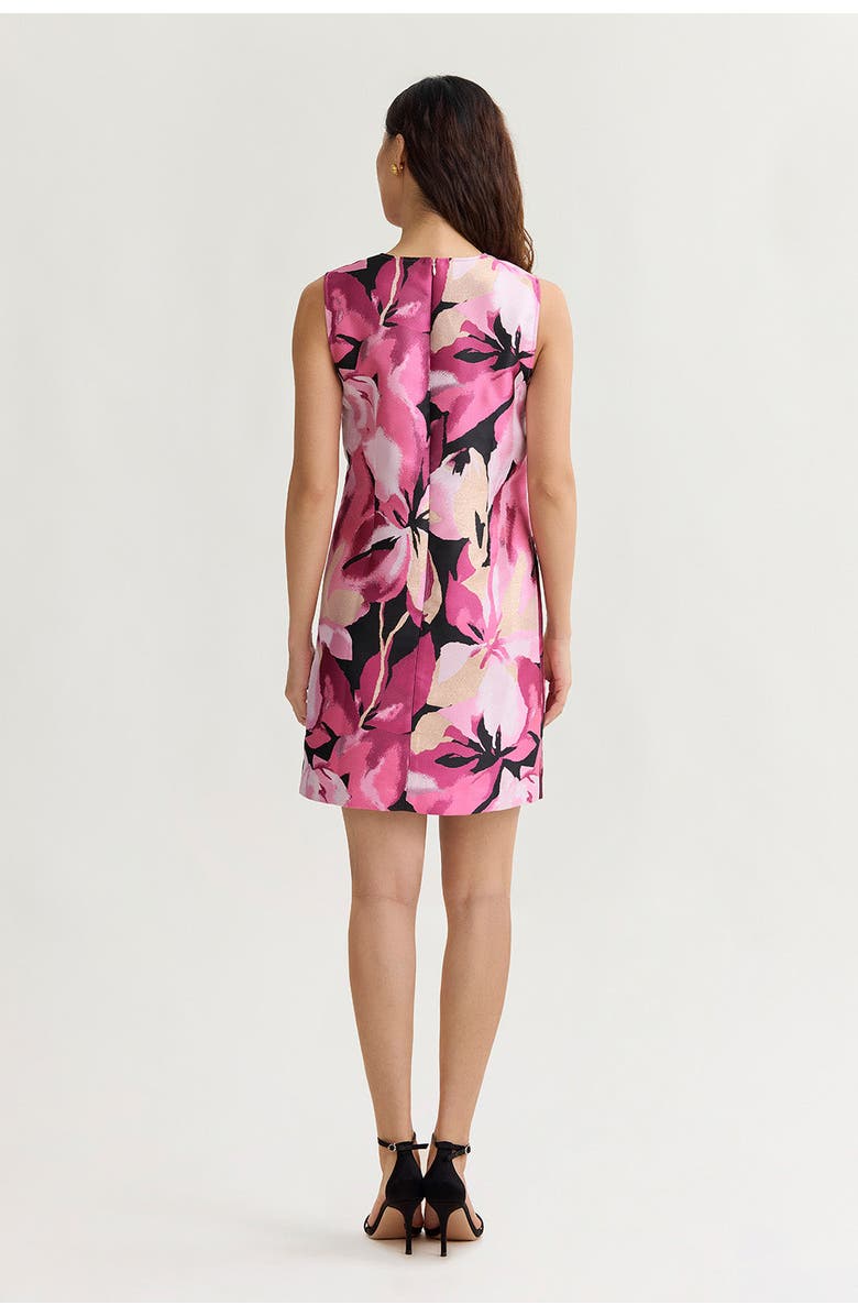 Ming Wang Shimmer Lined Floral Jacquard Woven Sheath Dress, Alternate, color,