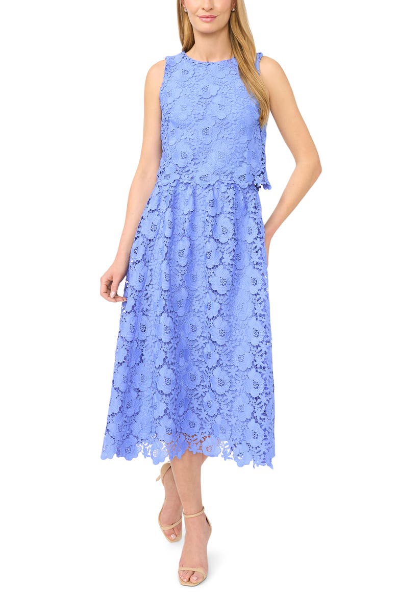 Sleeveless Floral Lace Top, Alternate, color, BELLFLOWER BLUE