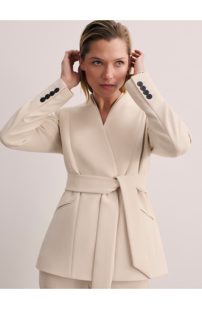 The Fold Selsey Doppio Crepe Blazer, Alternate, color, Neutral