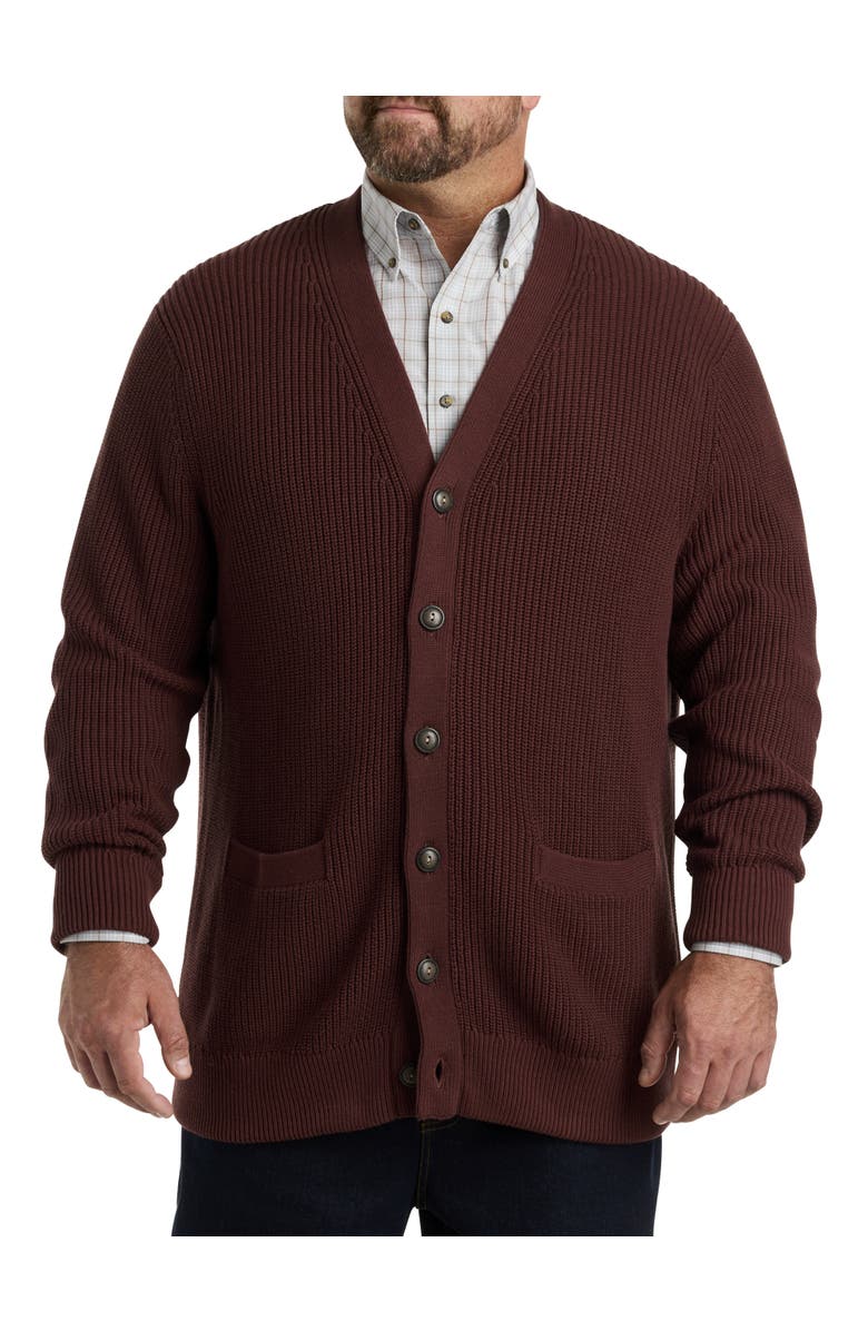 Oak Hill by DXL Ribbed V-Neck Cardigan, Alternate, color, 