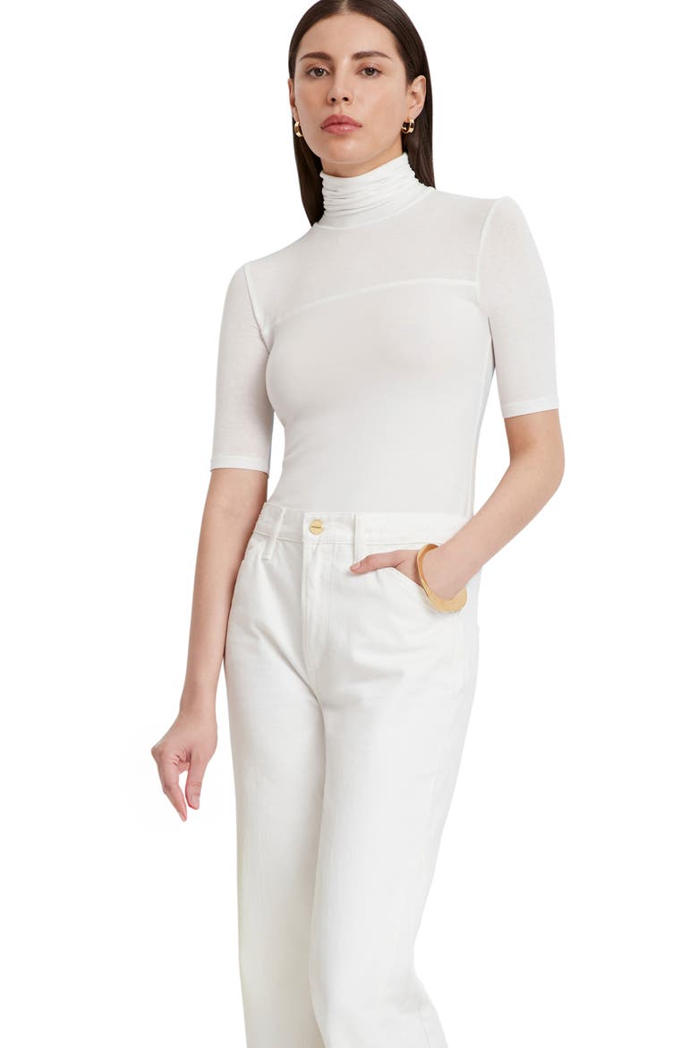Niko Jersey Turtleneck Top, Alternate, color, OFF WHITE