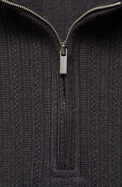 Shop Mango Half Zip Sweater In Dark Heather Grey