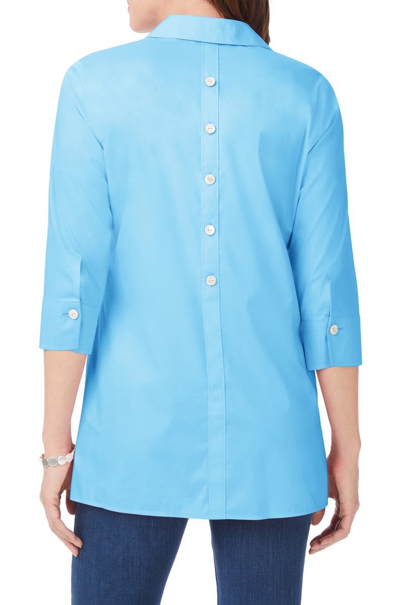 Foxcroft Pamela Stretch Button-Up Tunic, Alternate, color, Baltic Blue