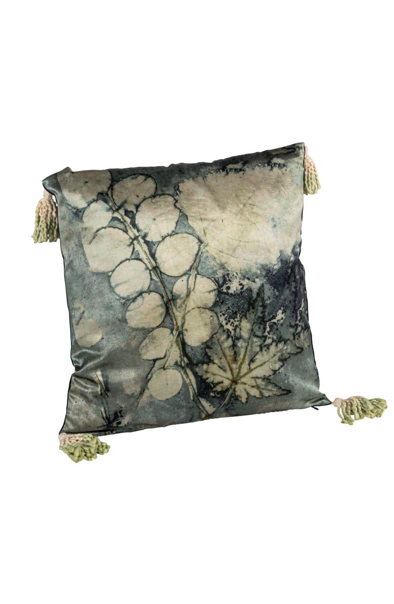 Storied Home Aqua Serenity Velvet Tassel Pillow, Multicolor, Main, color, Blue