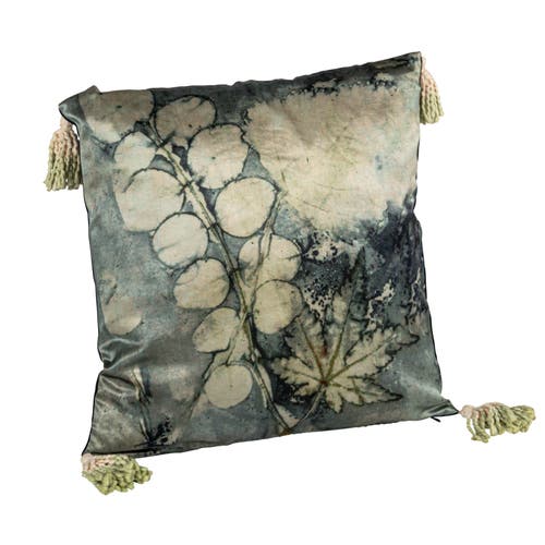 Storied Home Aqua Serenity Velvet Tassel Pillow, Multicolor