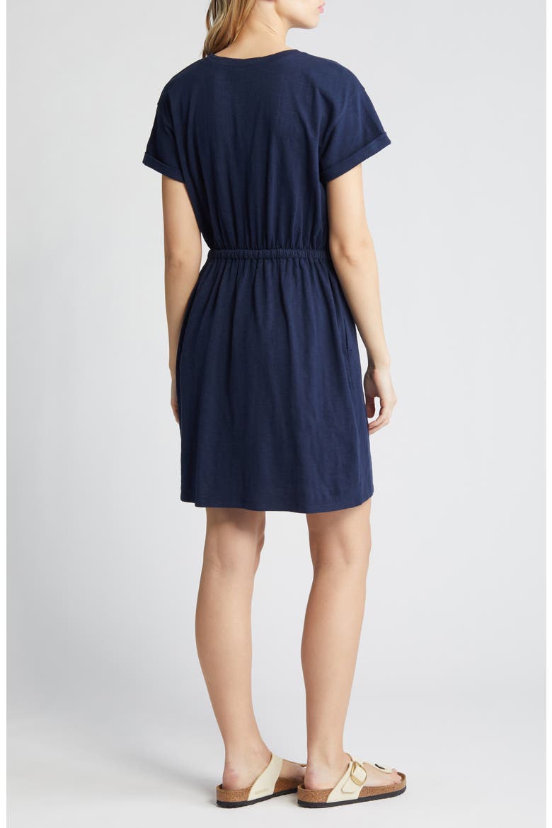 Drawstring Waist Organic Cotton T-Shirt Dress, Alternate, color, NAVY BLAZER