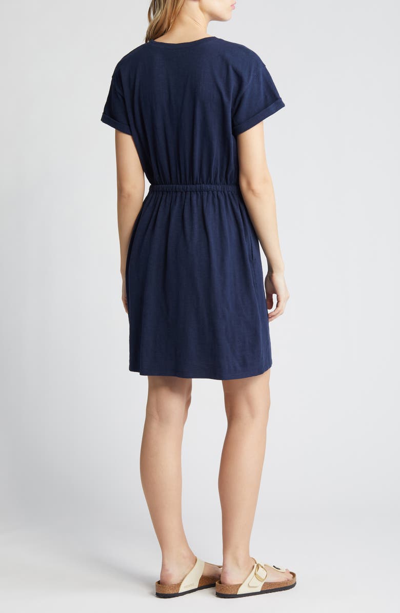 Caslon<sup>®</sup> Drawstring Waist Organic Cotton T-Shirt Dress, Alternate, color, Navy Blazer