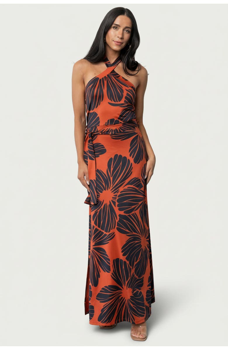 Baltic Børn Palma Column Dress, Main, color, Sienna + Navy