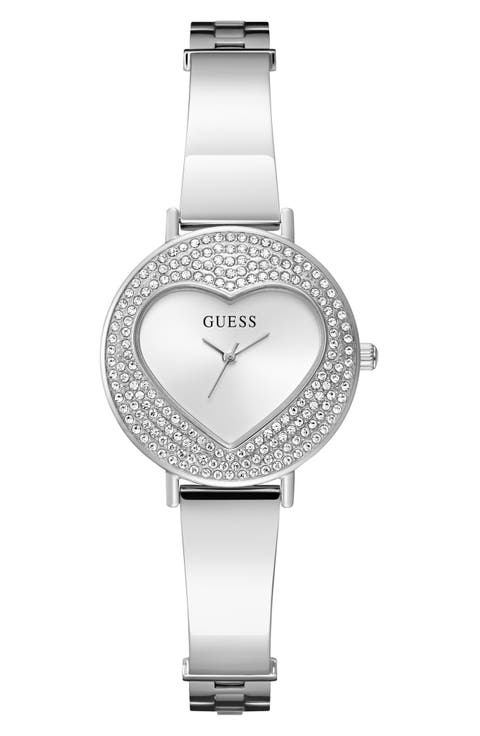 Crystal Heart Dial Bracelet Watch, 30mm