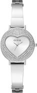 GUESS Crystal Heart Dial Bracelet Watch, 30mm