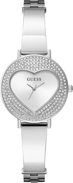GUESS Crystal Heart Dial Bracelet Watch, 30mm