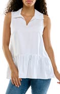 Nina Leonard Johnny Collar Peplum Top
