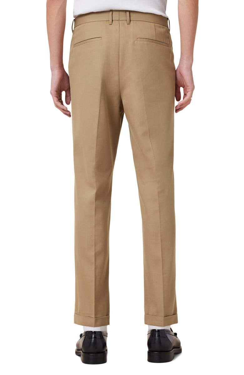 AllSaints Tallis Pleated Cuff Hem Cotton & Wool Blend Pants, Alternate, color, Corn Brown