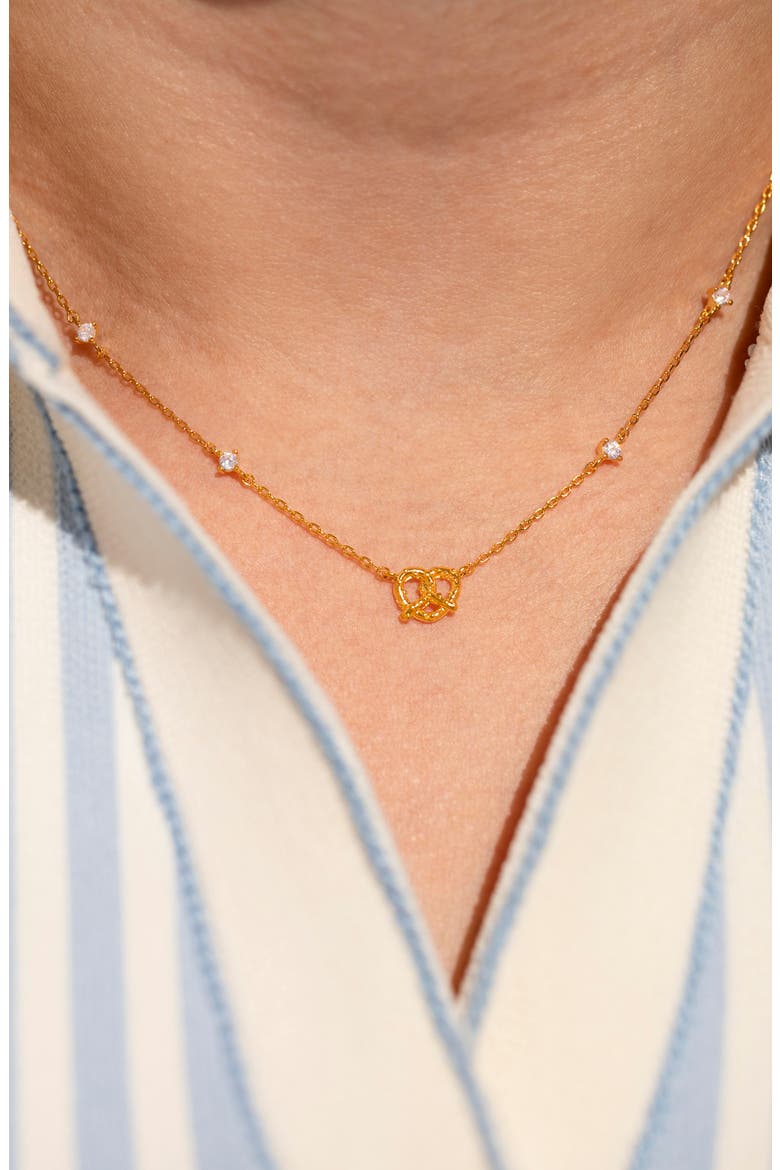 Salted Pretzel Pendant Necklace, Alternate, color, GOLD