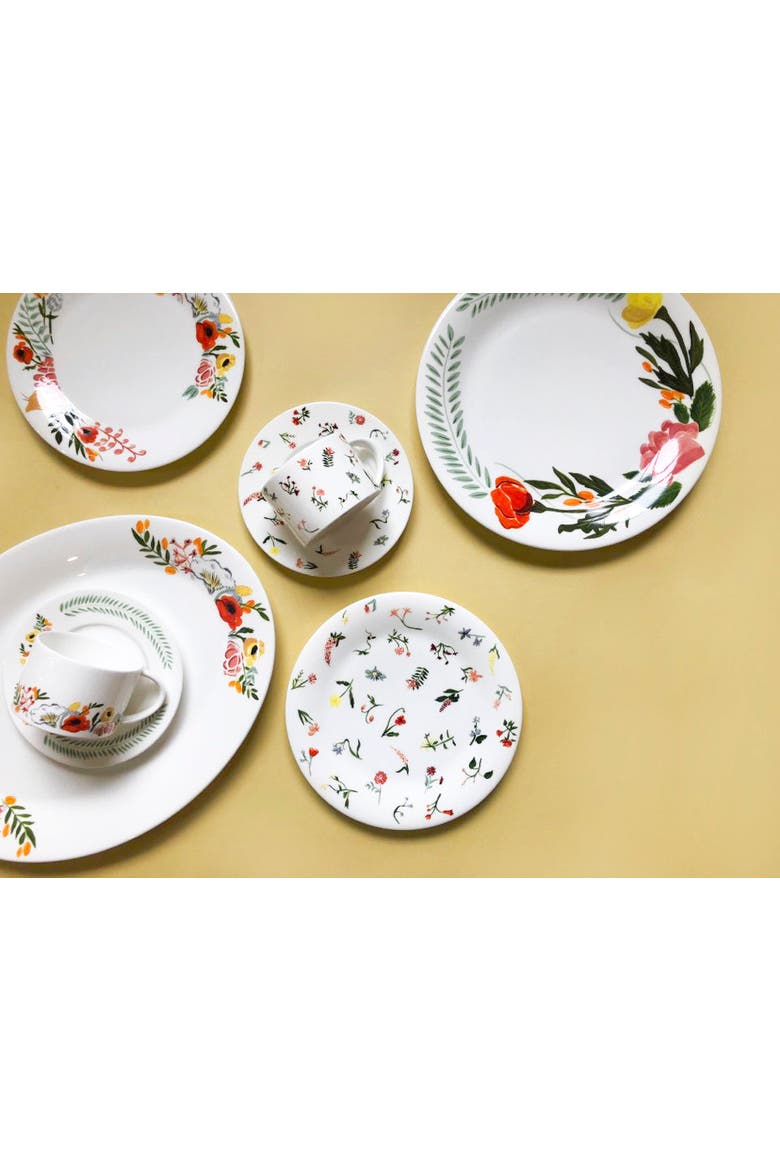 Language of Flowers Set of Two Cups and Saucers, Alternate, color, Multi