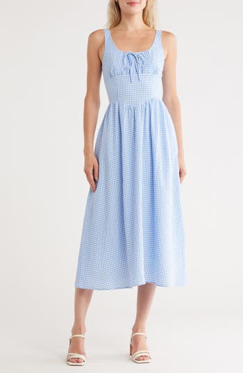 Wishlist Corset Milkmaid Midi Dress In Burgundy