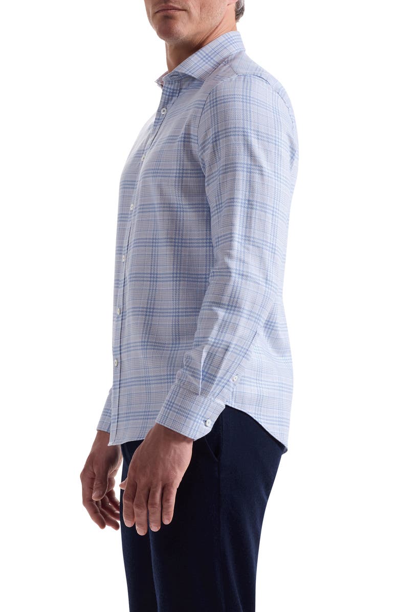 Bugatchi Axel Trim Fit Plaid Cotton Button-Up Shirt, Alternate, color, Sky