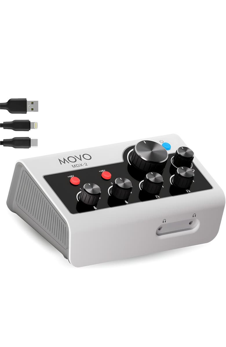 MOVO MDX-2 2 Channel XLR Portable Audio Interface Compatible with PC, Mac, iPhone, iPad, and Android, Main, color, Black