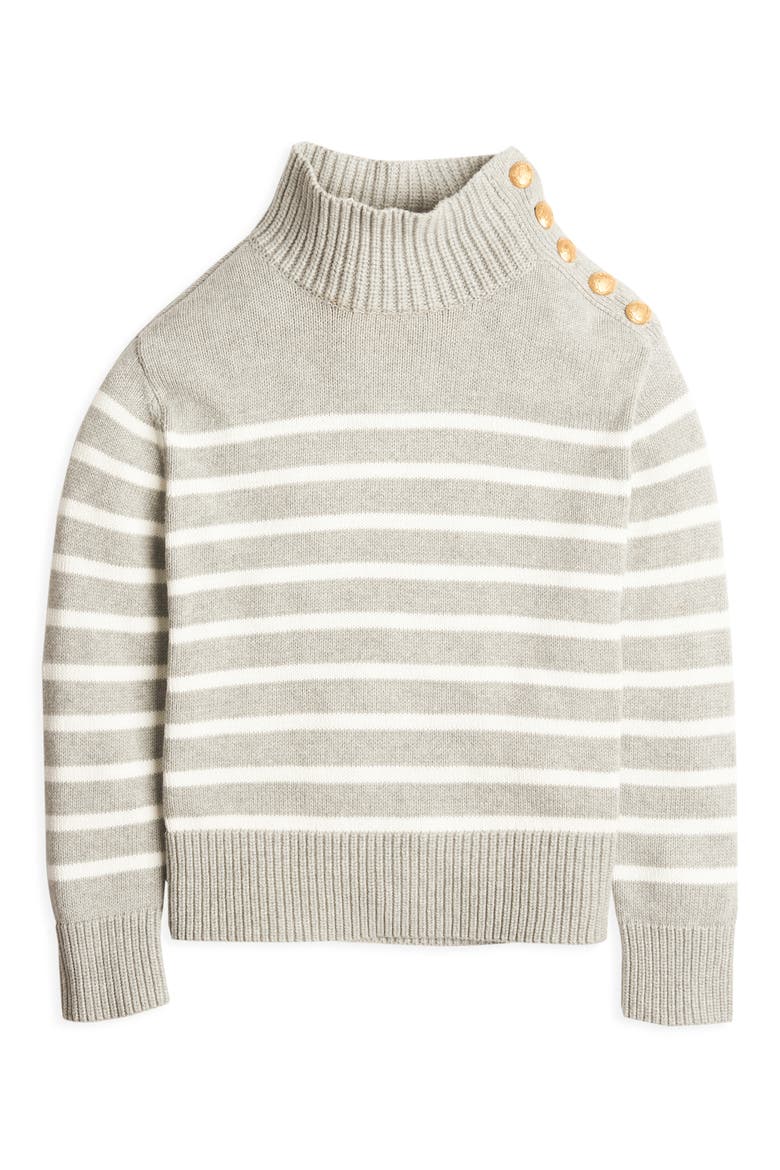 Stripe Mock Neck Sweater, Alternate, color, SILVER HEATHER